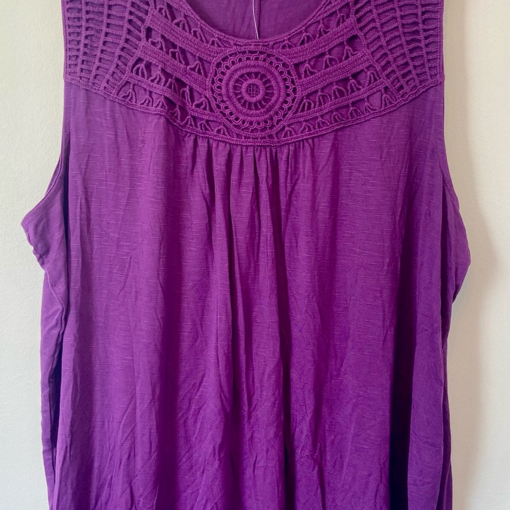 Purple Crochet Detail Tank Top. BNWT
